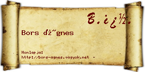 Bors Ágnes névjegykártya