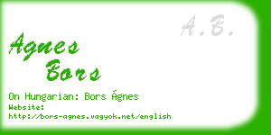 agnes bors business card